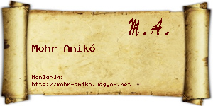 Mohr Anikó névjegykártya